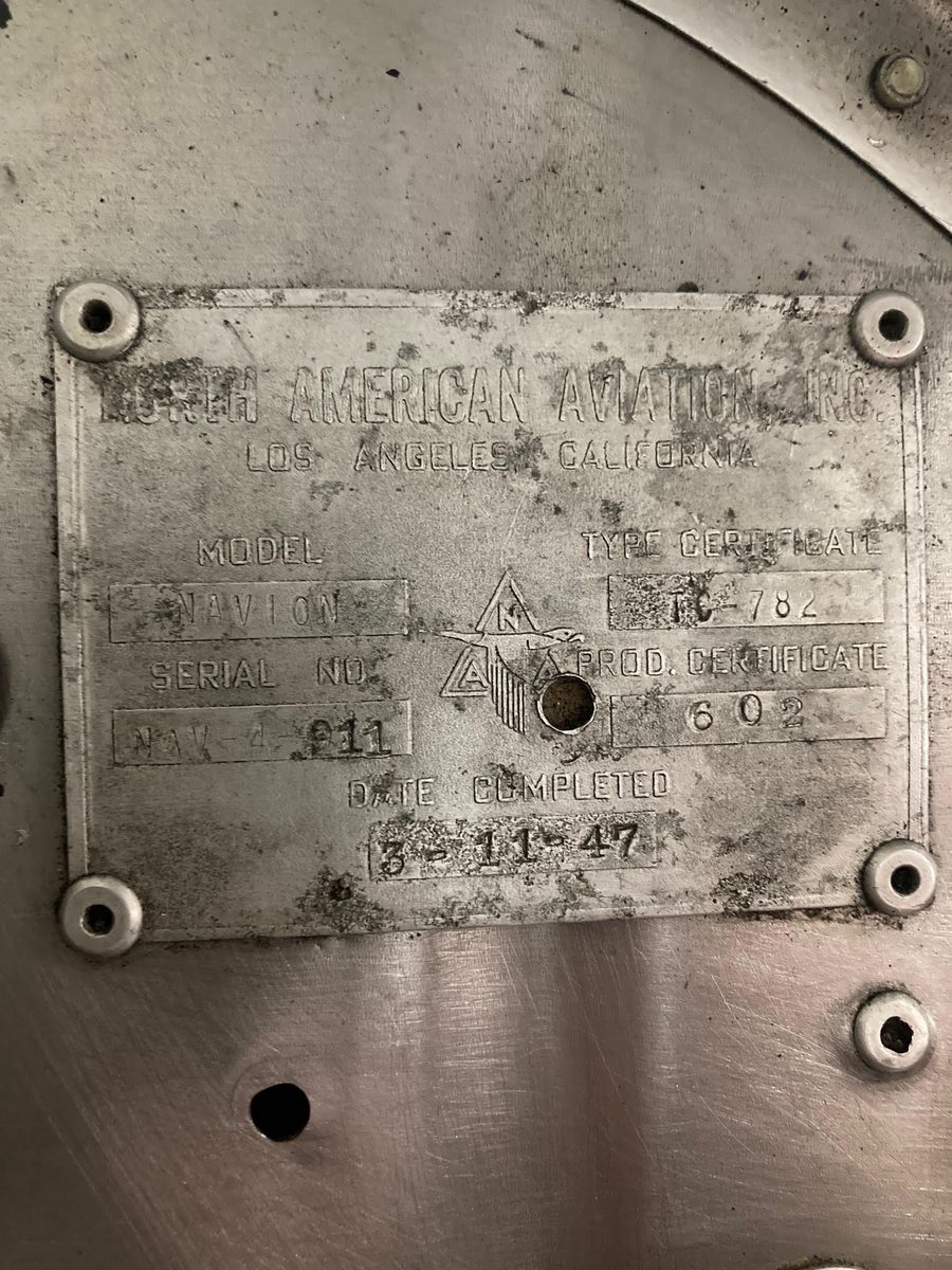 Original North American Aviation data plate